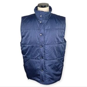Vintage King Size Quilted Puffer Vest Navy Tall Large 90s Workwear